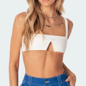 Edikted White Valeria V Crop Top